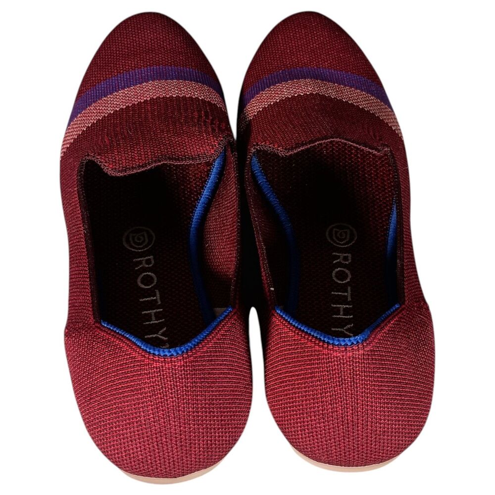 Rothy’s Garnet Reflective Stripe Loafer Limited Edition Womens 9 Burgundy Flats - Picture 9 of 11